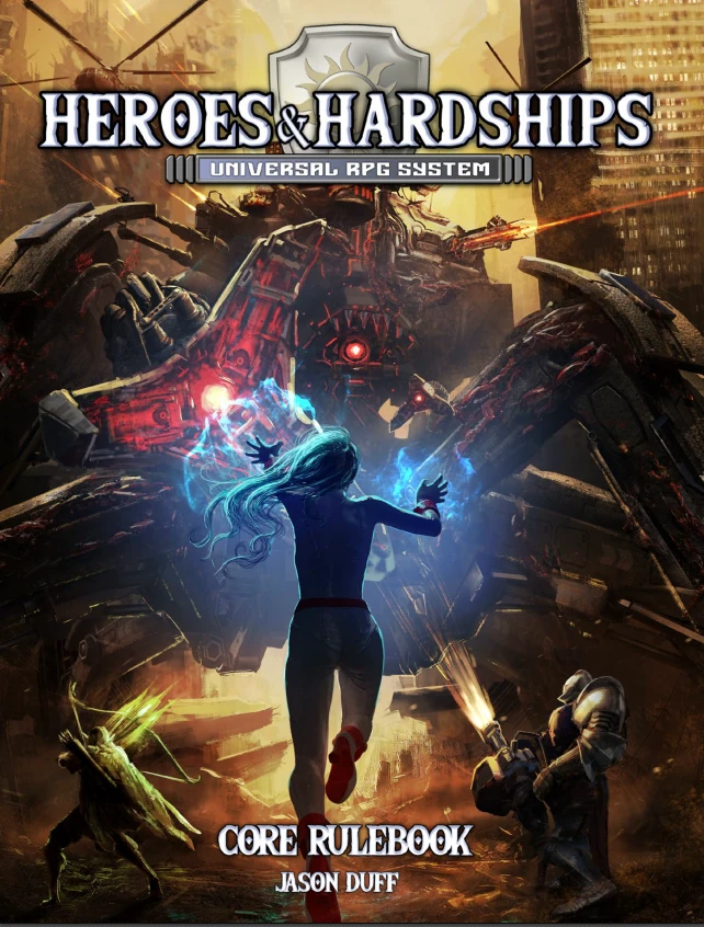 Illustration de couverture de Heroes & Hardships, système générique de JdR
