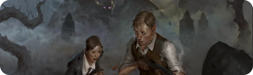 Illustration pulp horreur de Heroes & Hardships, système générique de JdR